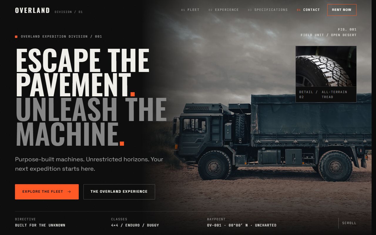 Скриншот сайта OVERLAND